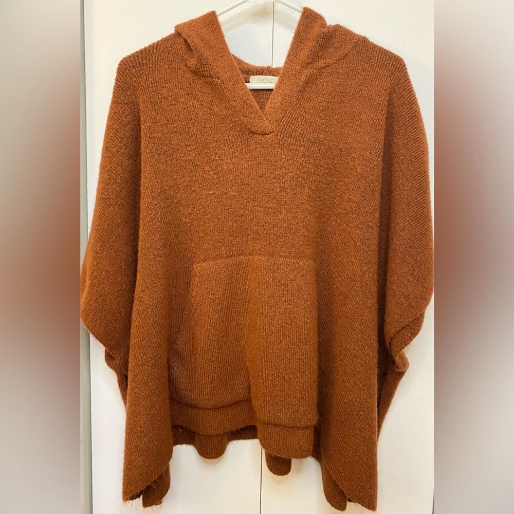 LOFT Women's Warm Rust V-Neck Sweater/Poncho